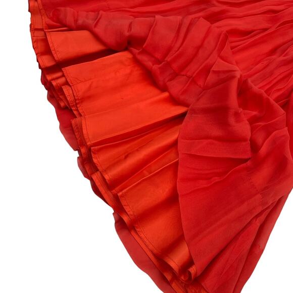 Howard Hirsh California 1950s Red Orange Chiffon Party Dress XS/S Full Skirt - Picture 10 of 11